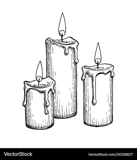 Ink Sketch Burning Candles Royalty Free Vector Image