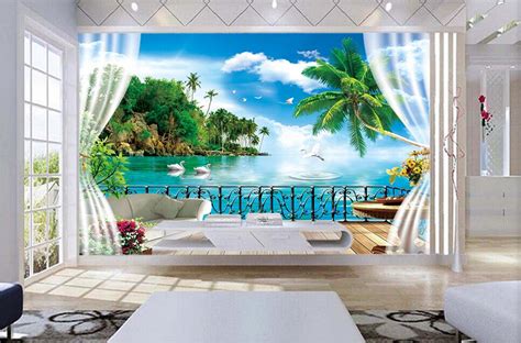 3d Room Wallpaper Custom Photo The Coconut Islands Sea