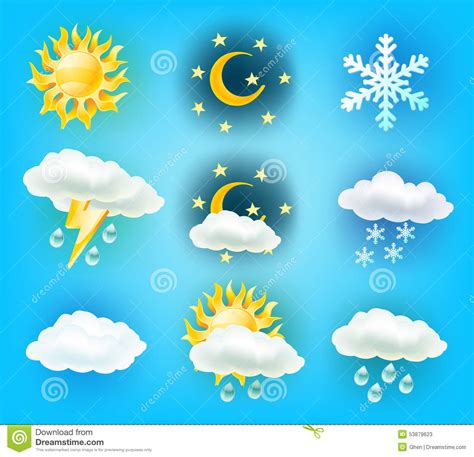 Weather Symbols Cartoon Vector 6021425