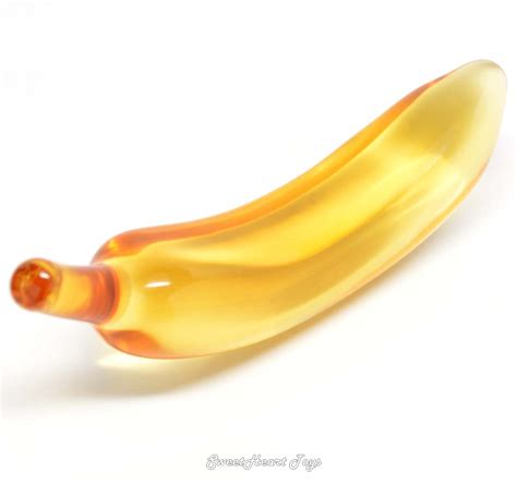 Amber Banana Glass Gem Dildo Dong Anal Vagina G Spot Sex