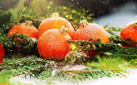 New Year Snow Christmas Ornaments Leaves Wallpapers Hd