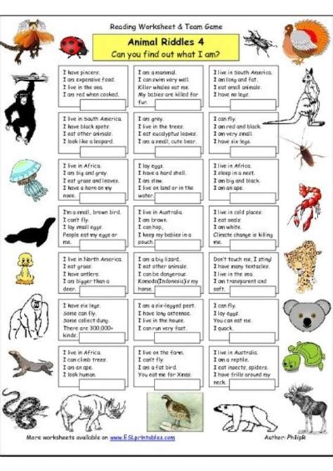 If the question read how many letters are in the words, 'the alphabet?' then those trying the riddle would have a much easier time but where's the fun in that? riddle worksheet | Animal Riddles 4 (more difficult ...