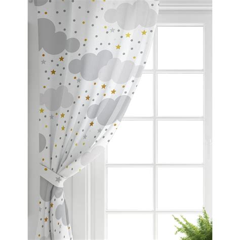 Clouds And Star Nursery Curtain Kids Room Curtain Baby Boy Etsy