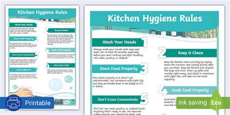Food Hygiene Kitchen Rules Poster Teacher Made Twinkl