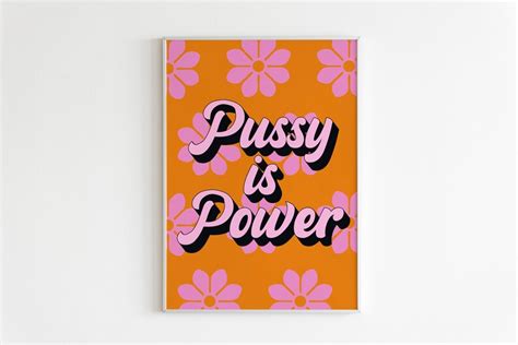 retro pussy is power arte de pared decoración de etsy españa