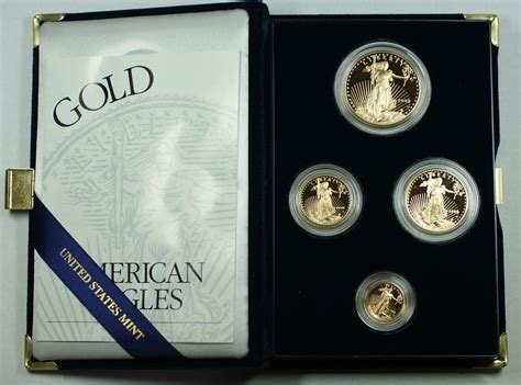 Bullion 1998 American Eagle Gold Proof 4 Coin Set Age In Box W Coa