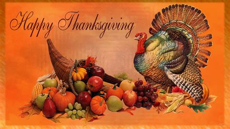 Happy Thanksgiving Day Pumpkin Turkey Feast Hd Wallpaper