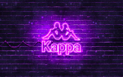 Скачать обои Kappa Violet Logo 4k Violet Brickwall Kappa Logo