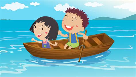 A Boy And A Girl Boating 526167 Vector Art At Vecteezy