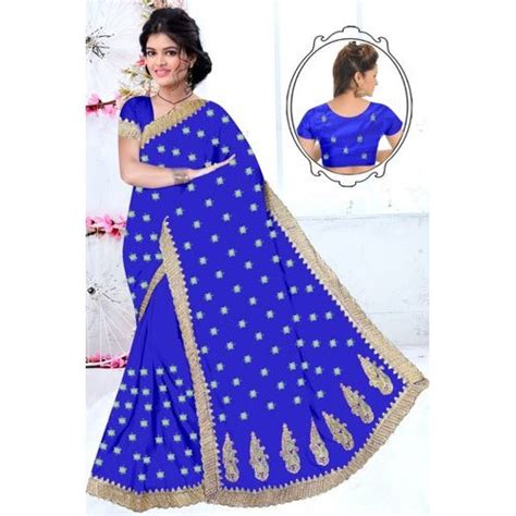 Georgette Party Wear Embroidered Saree Length 63 M With Blouse