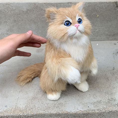 Lifelike Cat Plush Toy Simulation Stuffed Animal Doll Standing White