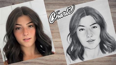 How To Draw Charli Damelio Tik Tok Star Step By Step Drawing
