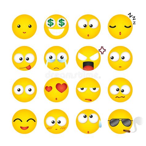 Collection Of Smiley Faces Emoticon Emoji Icons On White Background