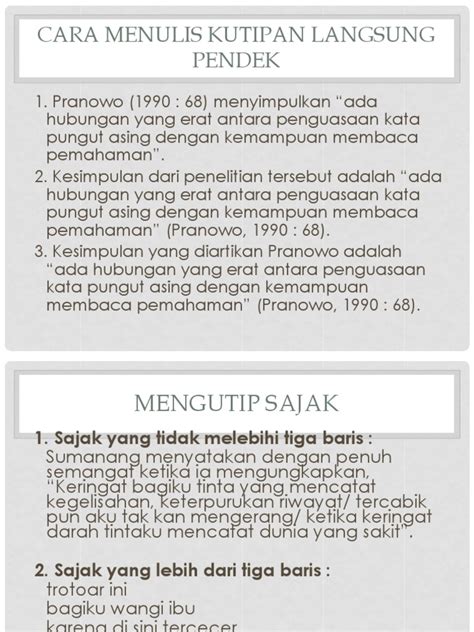 Contoh Kutipan Langsung Pendek Dari Buku - Update Sekolah