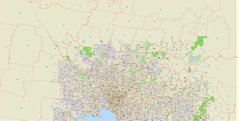 Melbourne Map Pdf Vector City Plan Zipcodes Areas Poa Street Map