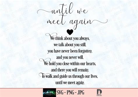 Until We Meet Again Memory Poem Rememberance Svg Etsy Australia