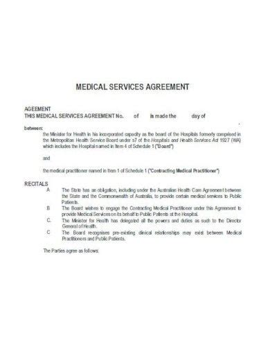 13 Medical Service Agreement Templates Pdf