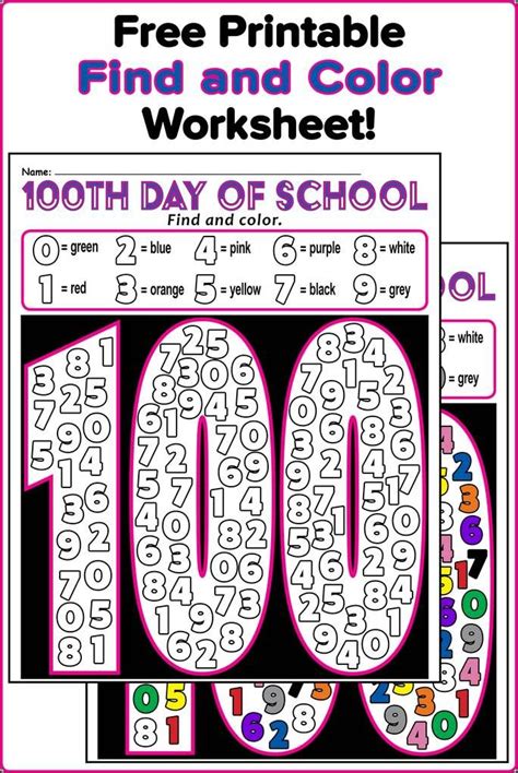 Find And Color 100th Day Of School Printable Worksheet Projecten