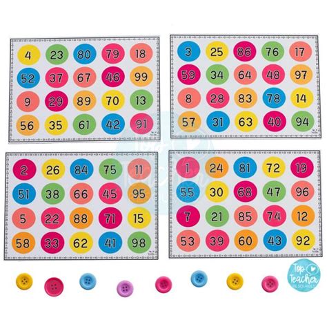 1 100 Bingo Maths Number Recognition Game Math Numbers Early