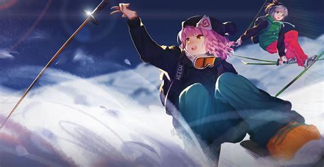 Desktop Wallpaper Skiing Anime Girls Touhou Hd Image Picture