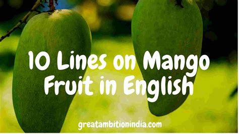 Lines On Mango Fruit In English Great Ambitions