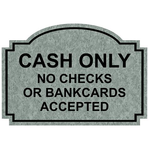 Cash Only No Checks Or Bankcards Engraved Sign Egre 15751 Blkonplmrbl