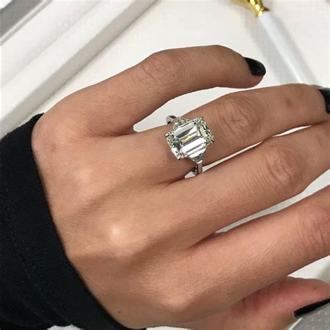 Three Stone Emerald Cut 505 Carat Diamond Engagement Ring Gia
