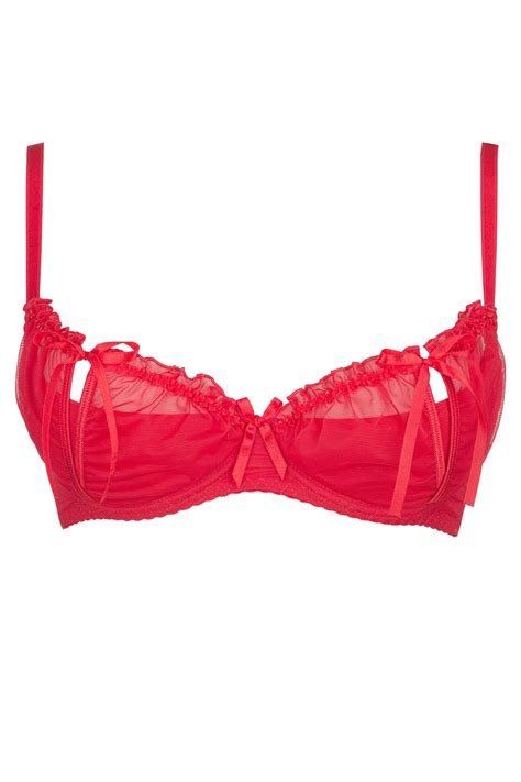 Axami V 6441 Magenta Sensual Fire Red Half Bra With Adornments Made In Eu Red Red
