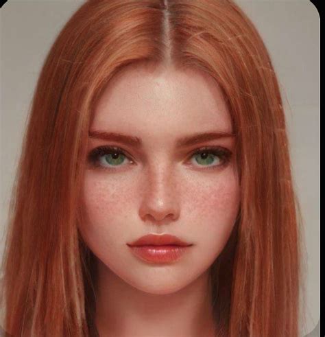 digital portrait art digital art girl asian red hair red hair green eyes flipagram instagram