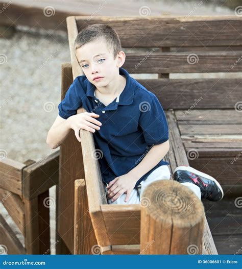 Very Sad Handsome Boy Stock Image Image Of Bench Child 36006601