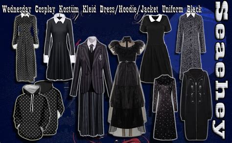 Seaehey Wednesday Addams Kleid Ballkleid Schwarz Kostüm Gothic Manor Daughter Costume Addams