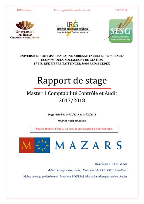 Rapport De Stage Centre Des Finances Publiques