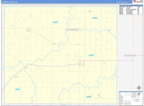 Johnson County Ne Zip Code Wall Map Basic Style By Marketmaps Mapsales