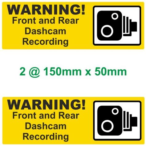 5 Dash Cam Recording Laminated Vinyl Warning Stickers Taxi Car Minibus Van Etc Ebay