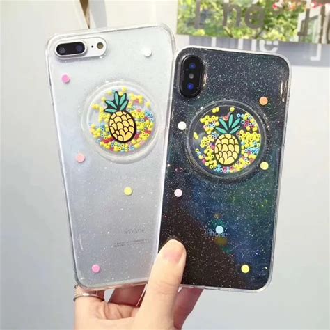 Glitter Phone Cases For Iphone 8 8 Plus Cute Rainbow Pineapple