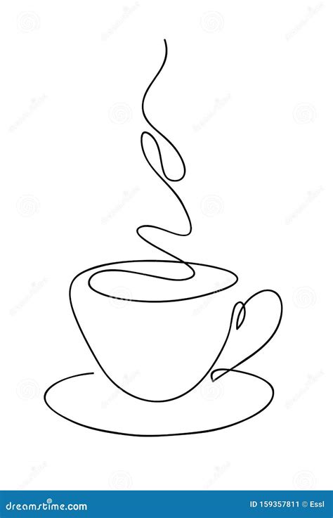 Cup Cup Of Coffee Continuous Line Art Hand Drawing Coffee House Logo