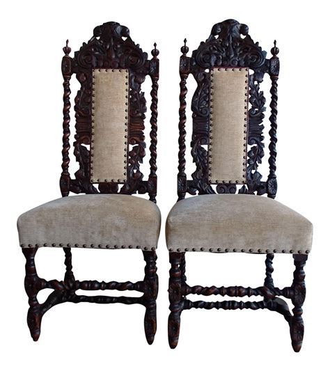 Antique Anglo-Indian Rococo Style Carved Chairs - A Pair ...