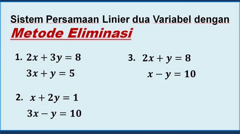 Sistem Persamaan Linier Dua Variabel SPLDV Metode ELIMINASI YouTube