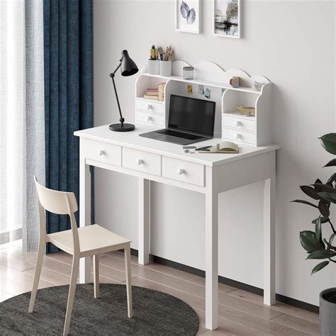 Adorneve Writing Desk With 7 Drawers Home Office Desk With Hutch