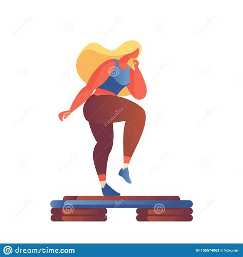 Step Aerobics Girl In Flat Modern Style Drawn With Gradients And Vivid