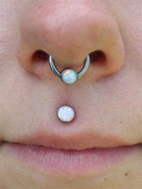 Philtrum Piercing With Opal Philtrum Piercing Opal Body Jewelry