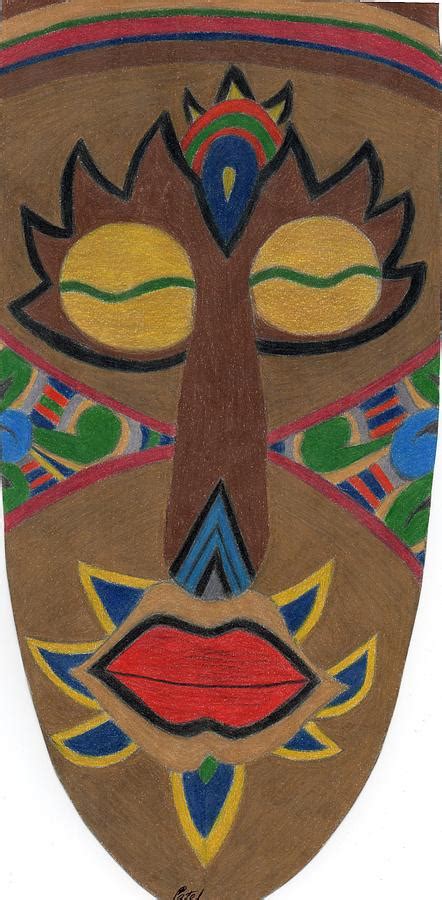 African Mask Drawing By Bav Patel