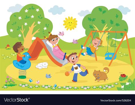 Kids At Playground Royalty Free Vector Image Vectorstock