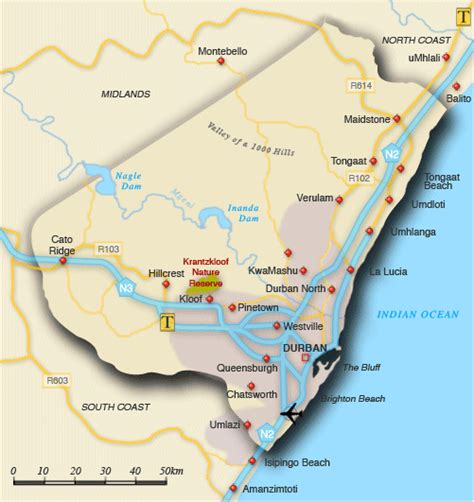 Map Of Ethekwini Durban Ethekwini Durban Map South Africa