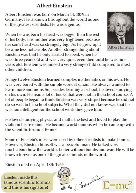 Grade 4 Reading Lesson 23 Biographies Albert Einstein 1 Albert