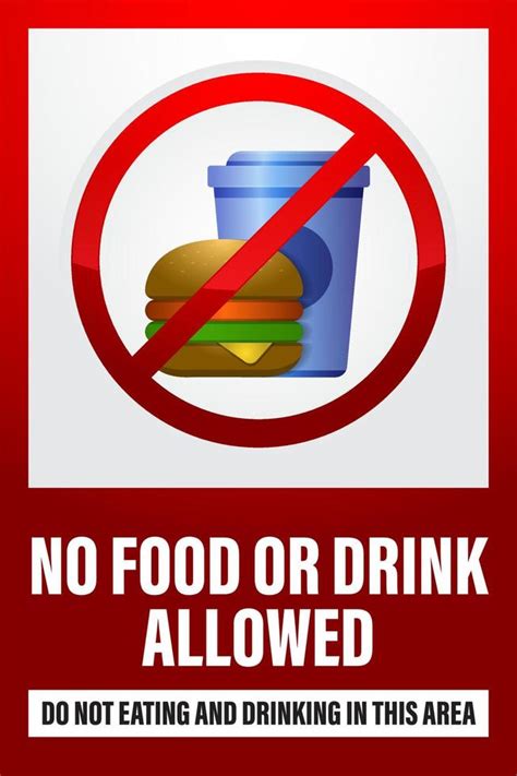 No Food Or Drink Allowed Sign Vector Design Template Of Warning About