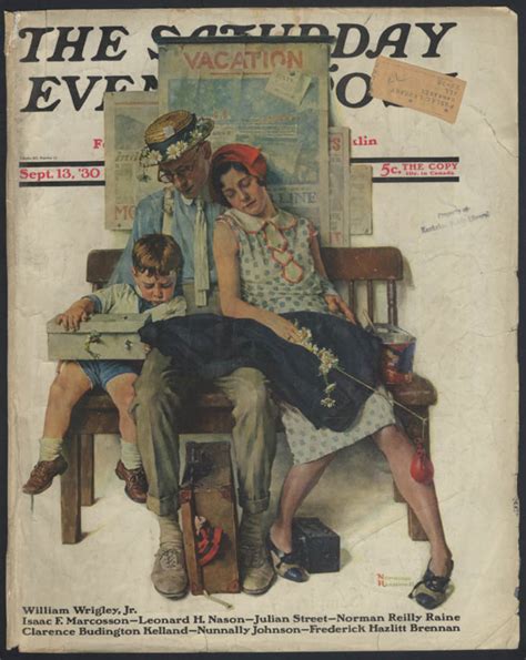 Norman Rockwell Saturday Evening Post Cover Only 913 1930 Vacation Trio