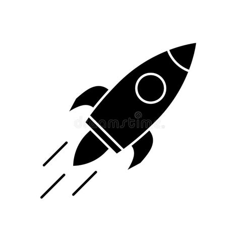 Rocket Icon Rocket Ship In Flat Style Startup Concept Black Icon