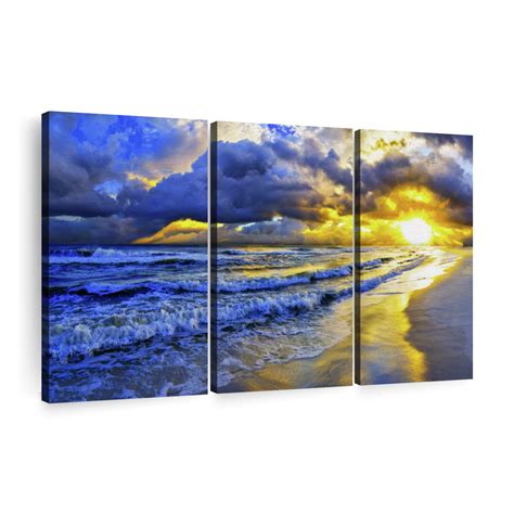 Beautiful Blue Ocean Sunset Waves Wall Art Photography By Eszra Tanner