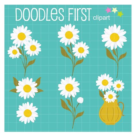 Daisy Flower Set Clip Art For Scrapbooking Card Making Cupcake Etsy